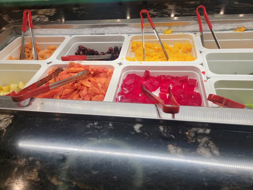 Menu layout with buffet favorites listed.