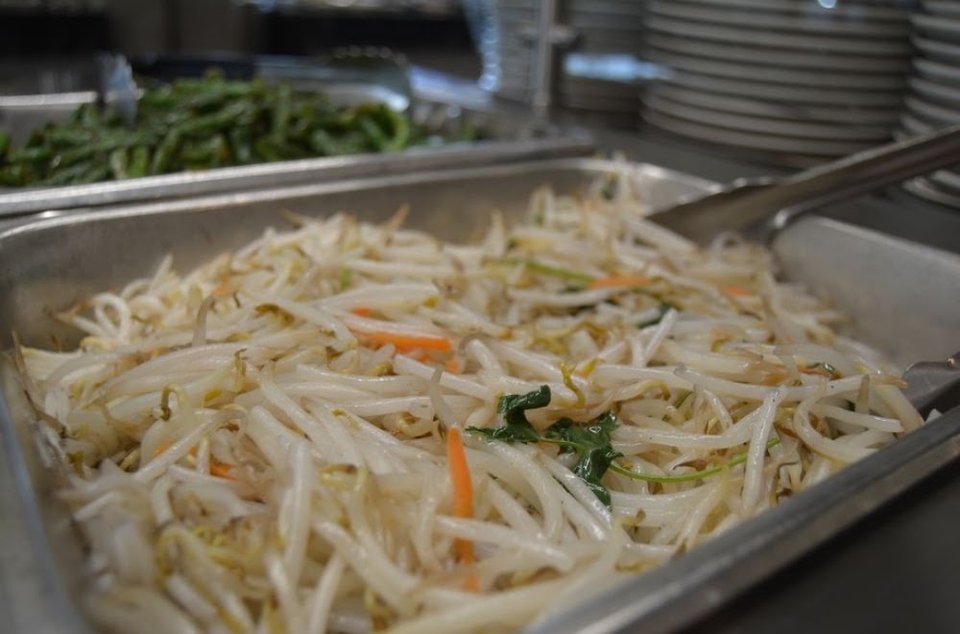 Menu layout with buffet favorites listed.